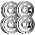 (Set of 4) Pacer 28GA Spoke Trailer 16x6 6x5.5" +0mm Galvanized Wheels Rims