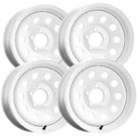 (Set of 4) Allied 27 Trailer Mod 12x4 4x4" +0mm White Wheels Rims