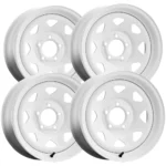 (Set of 4) Pacer 310W Spoke Trailer 14x5.5 5x4.5" +0mm White Wheels Rims