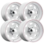 (Set of 4) Allied 80W 8 Spoke Trailer 16x8 6x5.5" +0mm White w/cap Wheels Rims
