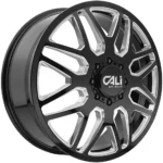 Cali Off-Road 9115D Invader Dually Front 22x8.25 8x210 Black/Milled Wheel Rim