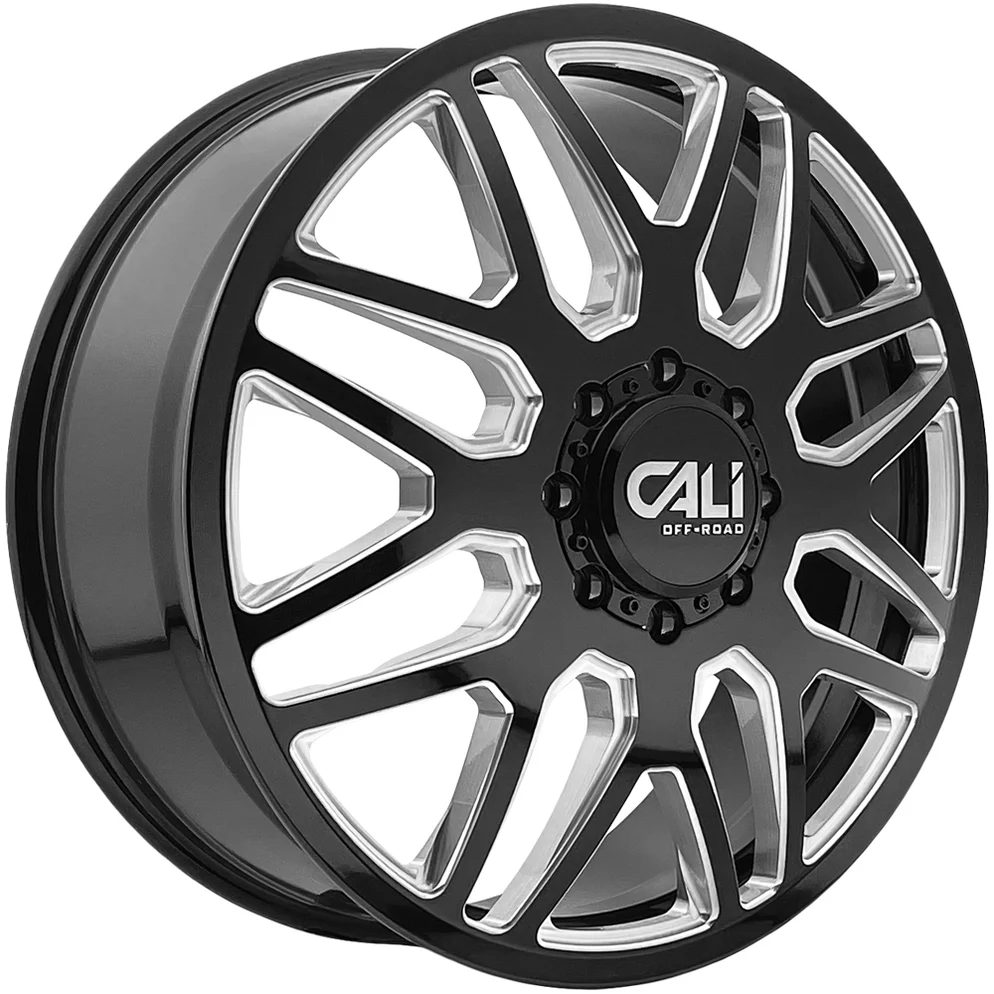 cali-off-road-9115d-invader-dually-front-black-milled-8-lug-1_9d0a5565-5d07-424e-8451-5d509d25126d_994x994 Cali Off-Road 9115D Invader Dually Front 24x8.25 8x200 Black/Milled Wheel Rim - Image 1
