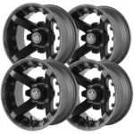 (4) Fairway Alloys FA138 Battle 12x7 4x4" -47mm Matte Black Wheels Rims 12" Inch
