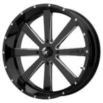MSA M34 Flash 20x7 4x137 +0mm Black/Milled Wheel Rim 20" Inch