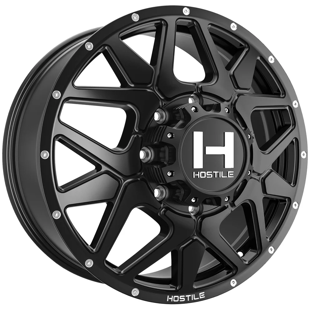 hostile-h402-diablo-dually-front-satin-black-8-lug_7c26801c-d534-49b8-8691-b2ee8bcd0e7b_994x994 Hostile H402 Diablo Dually Front 20x8.25 8x200 Satin Black Wheel Rim 20" Inch - Image 1