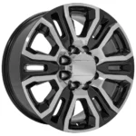 OE Wheels CV70A 20x8.5 8x6.5" +12mm Black/Machined Wheel Rim 20" Inch