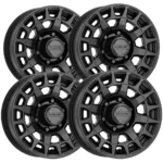 (Set of 4) Raceline 873B Back Country Trailer 15x5 5x4.5 Satin Black Wheels Rims