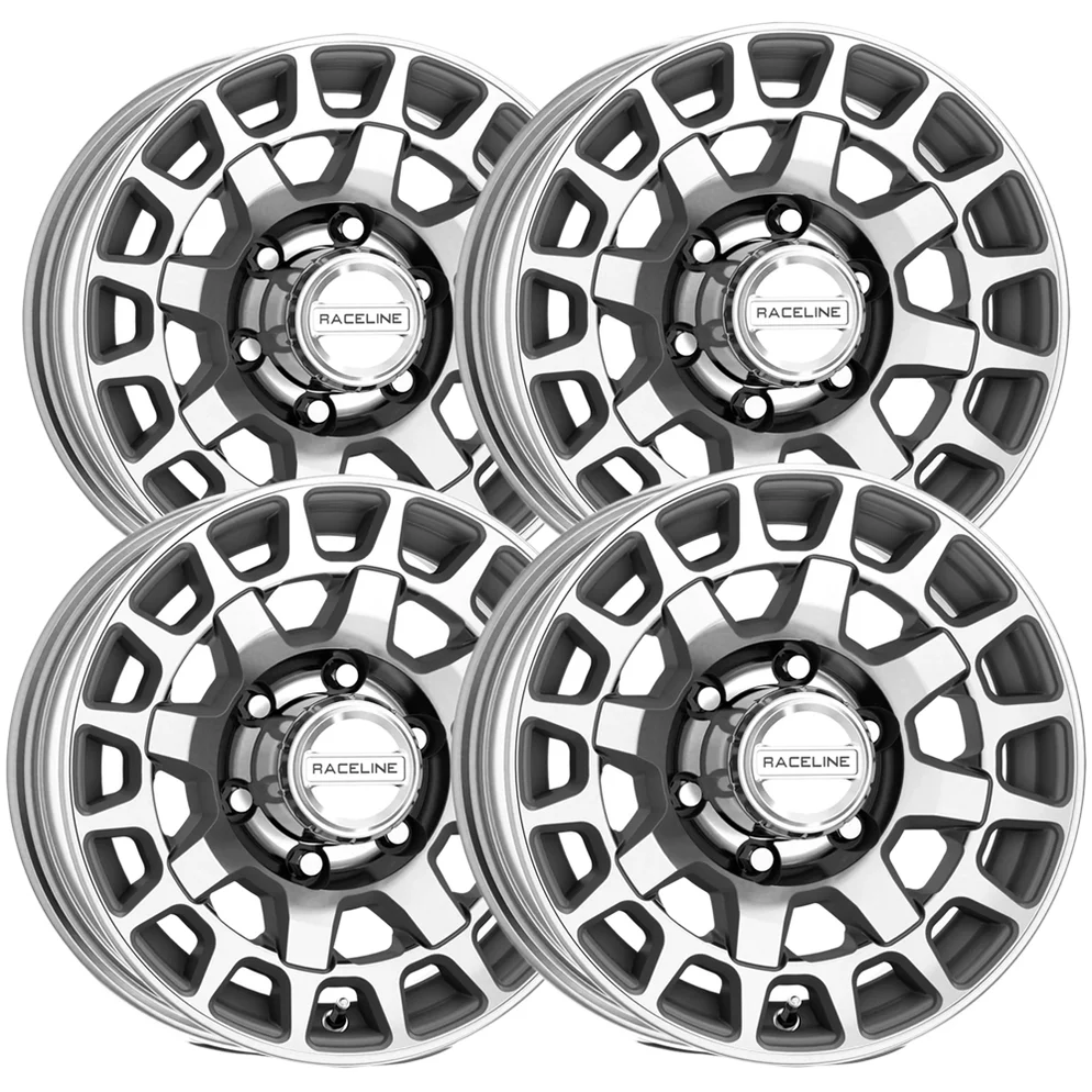 raceline-873mc-back-country-trailer-machined-6-lug-set-4_f6b6a005-82ff-473b-b861-553882c82912_994x994 (Set of 4) Raceline 873MC Back Country Trailer 15x6 6x5.5" Machined Wheels Rims - Image 1