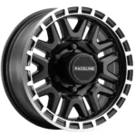 Raceline 953BM Krank Trailer 16x6 8x6.5" +0mm Black/Machined Wheel Rim 16" Inch