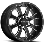 Raceline UTV A77 Mamba 14x7 4x156 -43mm Black/Machined Wheel Rim 14" Inch