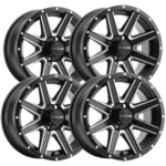 (4) Raceline G92M Hostage Golf 12x7 4x4" -47 Black/Machined Wheels Rims 12" Inch