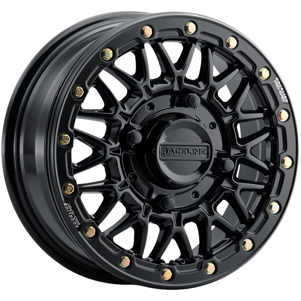 raceline-utv-a15gb-omega-beadlock-gloss-black-4-lug-1_deaa2b2f-49f2-4e44-904d-9670b085ec3e_994x994 Raceline UTV A15GB Omega Beadlock 15x8 4x137 +0mm Gloss Black Wheel Rim 15" Inch - Image 1