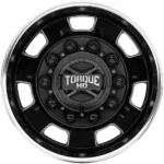 Torque HD TW642F Luxe 22.5x8.25 10x285.75 Black/Milled-Rear Wheel Rim 22" Inch - Image 2