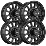 (Set of 4) Torque TW752C Transporter 15x6 5x4.5" +0mm Satin Black Wheels Rims