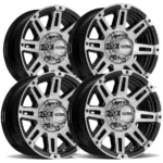 (Set of 4) Ultra 226 Machine Trailer 15x6 5x4.5" +0mm Black/Machined Wheels Rims