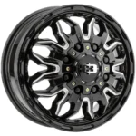 Vision 410 Korupt Dually Front 17x6.5 8x6.5" Black/Milled Wheel Rim 17" Inch