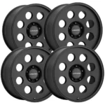 (Set of 4) Vision 56VT Midway Trailer 15x6 5x4.5" +0mm Satin Black Wheels Rims
