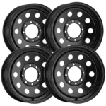 (Set of 4) Pacer 229B Modular Trailer 16x6 8x6.5" +0mm Black Wheels Rims